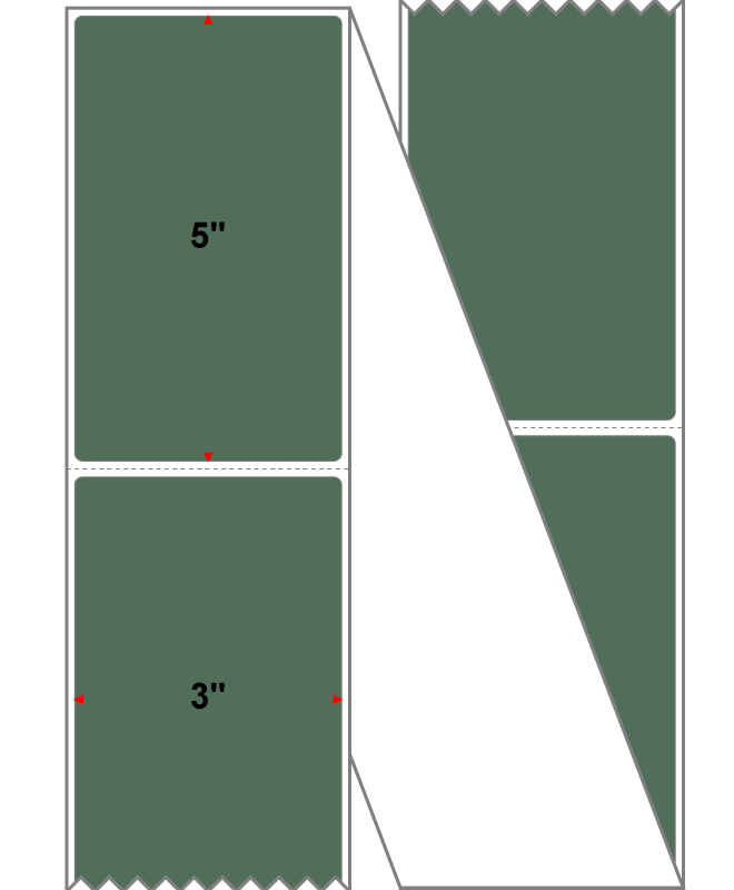 Fanfolded - 3 X 5 Premium Paper Direct Thermal Label - PMS 357 Dark Green 357 - Permanent