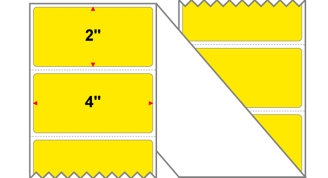 Fanfolded - 4 X 2 Premium Paper Thermal Transfer Label - Fluorescent Yellow 803 - Permanent