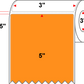 3 X 5 Premium Paper Thermal Transfer Label - Perforated - PMS 1495 Orange/Peach 1495 - 8" Roll - Permanent