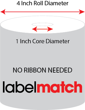 4 X 8 Premium Paper Direct Thermal Label - Perforated - PMS 187 Dark Red 187 - 4" Roll - Permanent