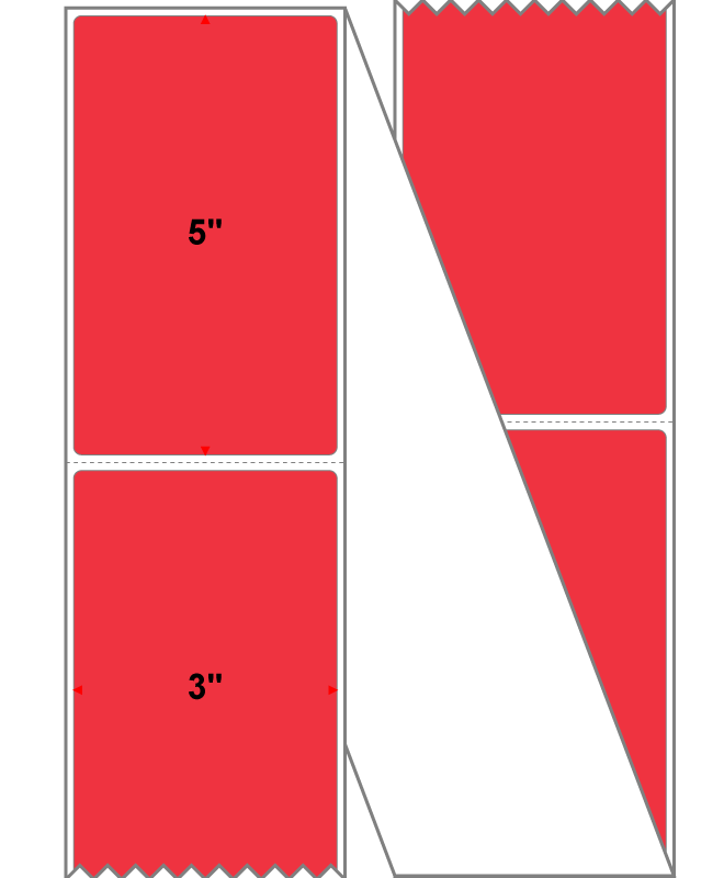 Fanfolded - 3 X 5 Premium Paper Direct Thermal Label - PMS 032 Red 32 - Permanent