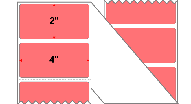 Fanfolded - 4 X 2 Premium Paper Thermal Transfer Label - Fluorescent Red 805 - Permanent