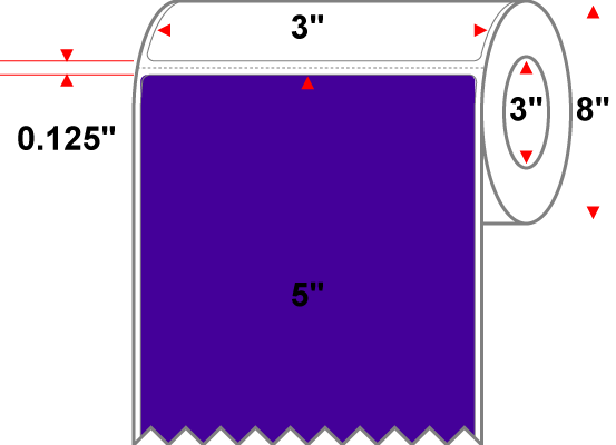3 X 5 Premium Paper Thermal Transfer Label - Perforated - Pantone Violet (Dark) Pantone Violet (Dark) - 8" Roll - Permanent