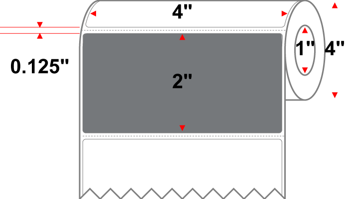 4 X 2 Premium Paper Direct Thermal Label - Perforated - PMS Cool Gray 9 (Very Dark) Gray 9 - 4" Roll - Permanent