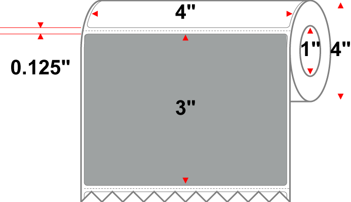 4 X 3 Premium Paper Thermal Transfer Label - Perforated - PMS 422 Gray (Medium) 422 - 4" Roll - Permanent