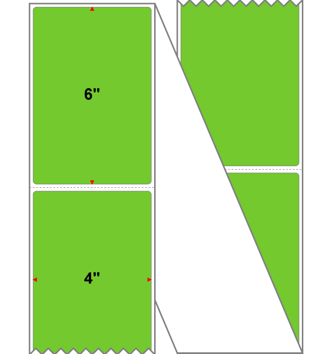 Fanfolded - 4 X 6 Premium Paper Direct Thermal Label - PMS 375 Yellow/Green 375 - Permanent