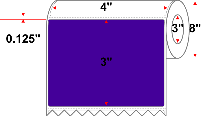 4 X 3 Premium Paper Thermal Transfer Label - Perforated - Pantone Violet (Dark) Pantone Violet (Dark) - 8" Roll - Permanent