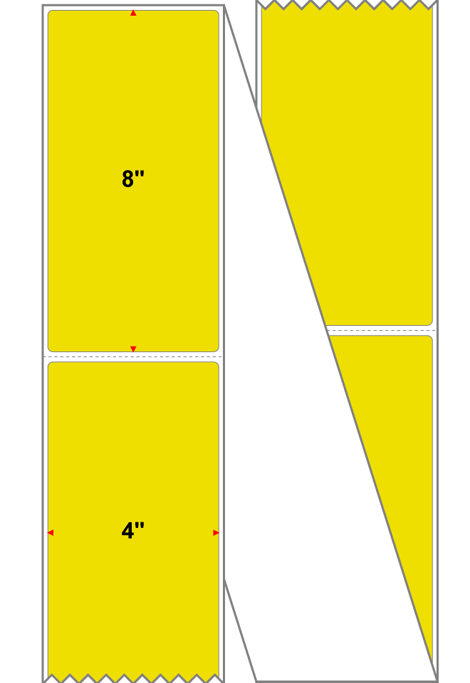 Fanfolded - 4 X 8 Premium Paper Direct Thermal Label - PMS 3955 Yellow/Green 3955 - Permanent