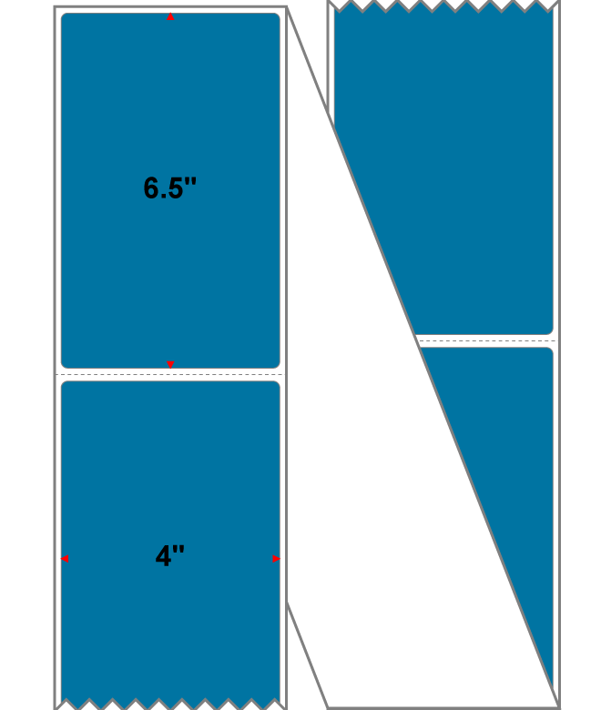 Fanfolded - 4 X 6.5 Premium Paper Direct Thermal Label - PMS 307 Dark Aqua 307 - Permanent