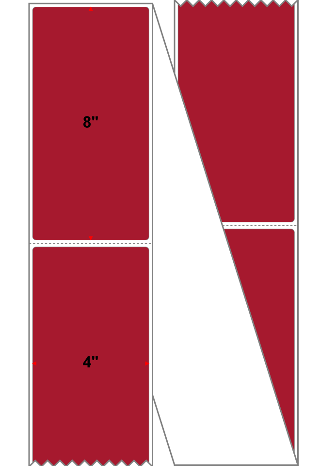 Fanfolded - 4 X 8 Premium Paper Direct Thermal Label - PMS 187 Dark Red 187 - Permanent