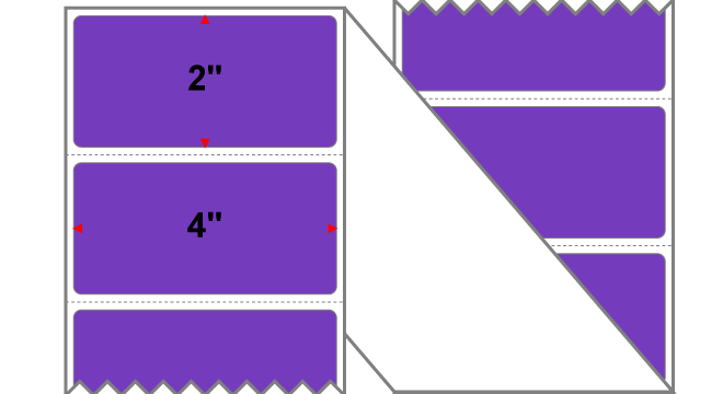 Fanfolded - 4 X 2 Premium Paper Thermal Transfer Label - PMS 266 Violet 266 - Permanent