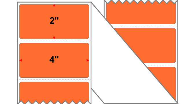 Fanfolded - 4 X 2 Premium Paper Thermal Transfer Label - PMS 021 Orange 21 - Permanent