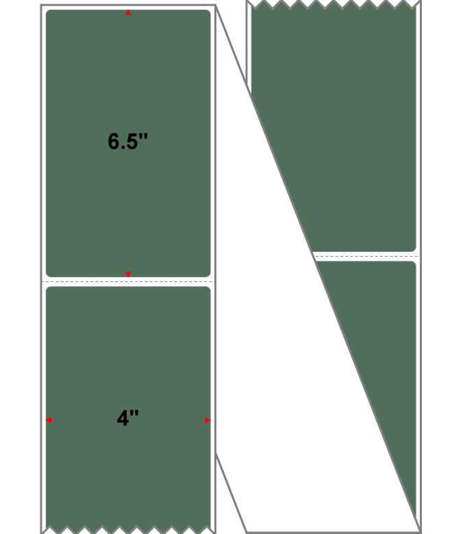 Fanfolded - 4 X 6.5 Premium Paper Thermal Transfer Label - PMS 357 Dark Green 357 - Permanent