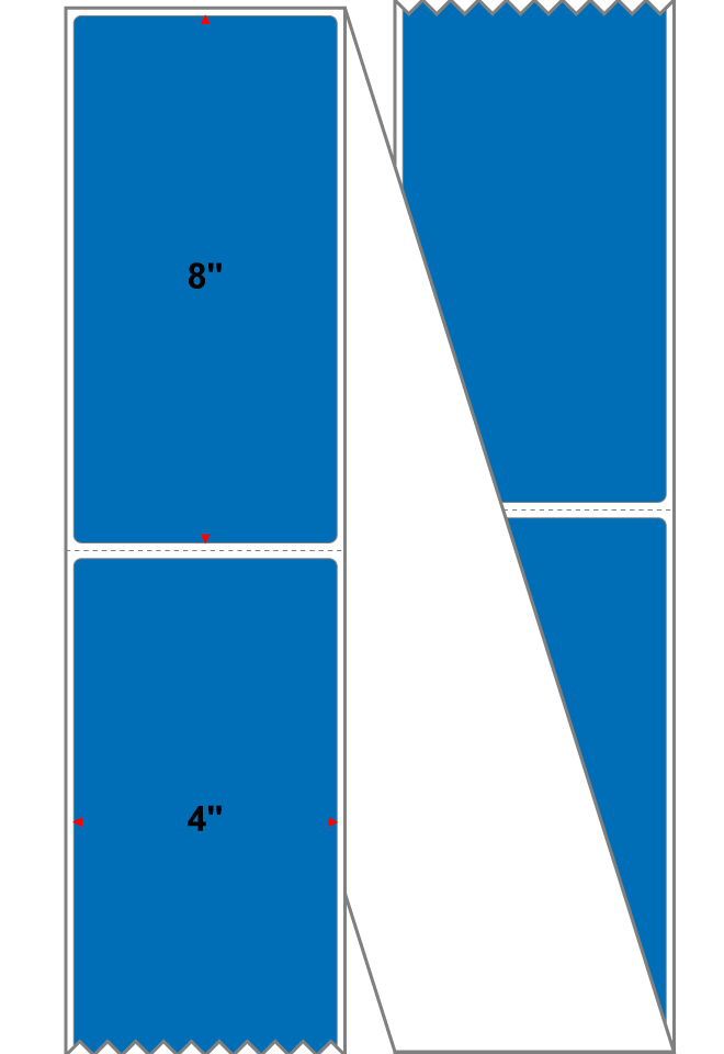 Fanfolded - 4 X 8 Premium Paper Thermal Transfer Label - PMS 300 Blue 300 - Permanent