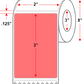 2 X 3 Premium Paper Thermal Transfer Label - Perforated - FL Red 805 - 8" Roll - Permanent