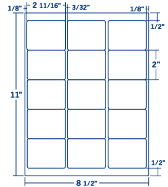 2.688" X 2" Laser/Inkjet Label-15 Per Sheet, 250 Sheets Per Pack, White, Permanent