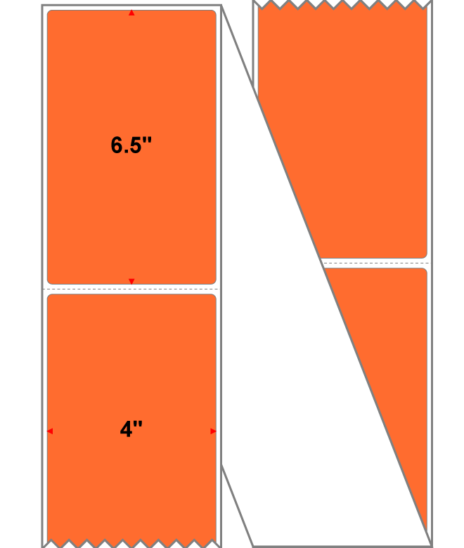 Fanfolded - 4 X 6.5 Premium Paper Direct Thermal Label - PMS 021 Orange 21 - Permanent