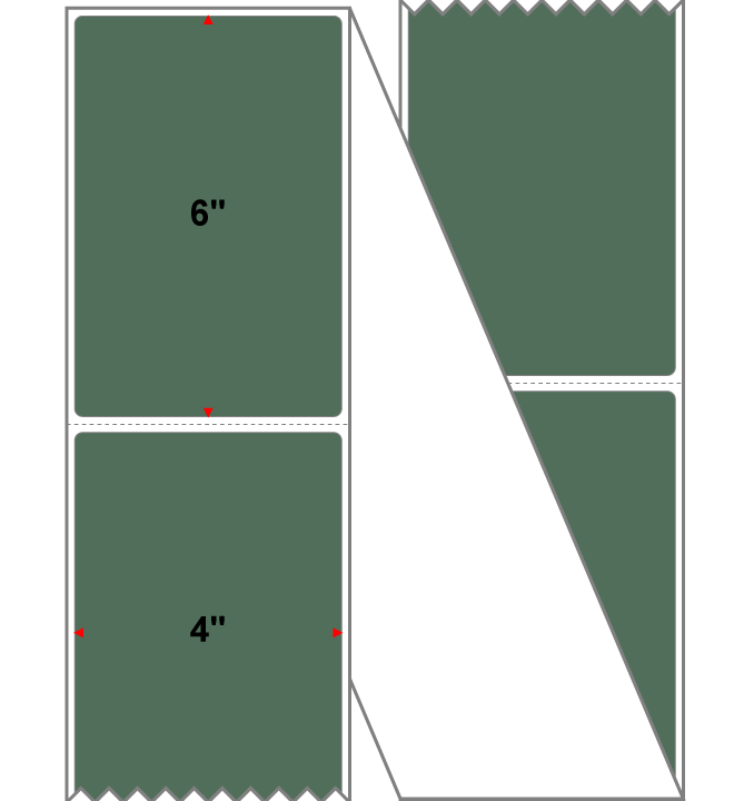 Fanfolded - 4 X 6 Premium Paper Direct Thermal Label - PMS 357 Dark Green 357 - Permanent