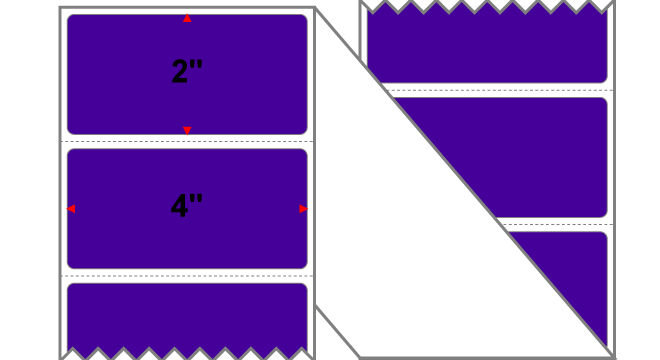 Fanfolded - 4 X 2 Premium Paper Thermal Transfer Label - Pantone Violet (Dark) Pantone Violet (Dark) - Permanent