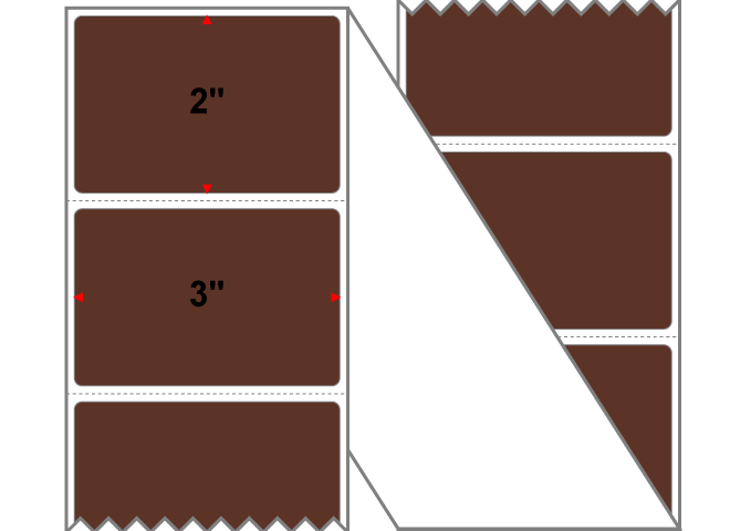 Fanfolded - 3 X 2 Premium Paper Thermal Transfer Label - PMS 4695 Dark Brown 4695 - Permanent