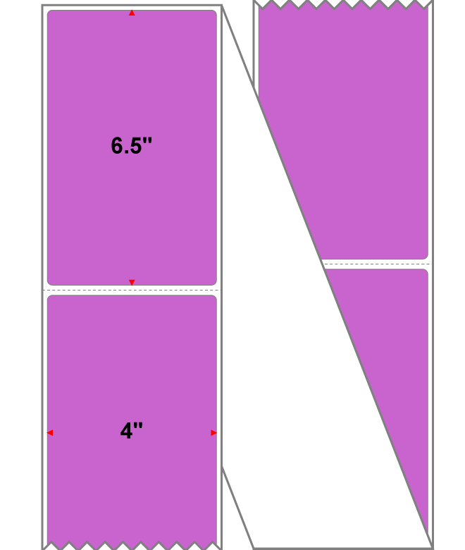 Fanfolded - 4 X 6.5 Premium Paper Thermal Transfer Label - PMS 252 Light Purple 252 - Permanent