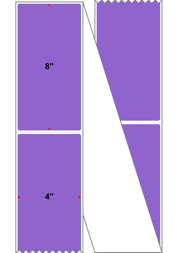 Fanfolded - 4 X 8 Premium Paper Direct Thermal Label - PMS 265 Medium Violet 265 - Permanent