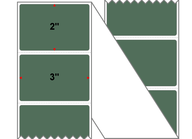 Fanfolded - 3 X 2 Premium Paper Thermal Transfer Label - PMS 357 Dark Green 357 - Permanent