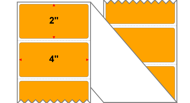Fanfolded - 4 X 2 Premium Paper Direct Thermal Label - PMS 135 Pastel Orange 135 - Permanent