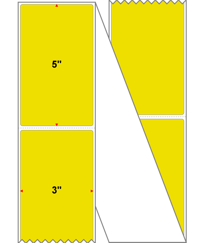 Fanfolded - 3 X 5 Premium Paper Direct Thermal Label - PMS 3955 Yellow/Green 3955 - Permanent