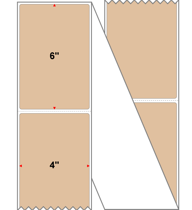 Fanfolded - 4 X 6 Premium Paper Thermal Transfer Label - PMS 726 Brown 726 - Permanent