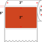3 X 2 Premium Paper Direct Thermal Label - Perforated - PMS 173 Dark Orange 173 - 4" Roll - Permanent