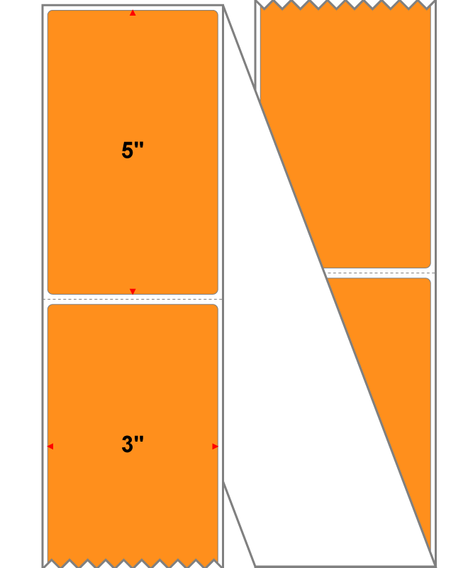 Fanfolded - 3 X 5 Premium Paper Direct Thermal Label - PMS 1495 Orange/Peach 1495 - Permanent