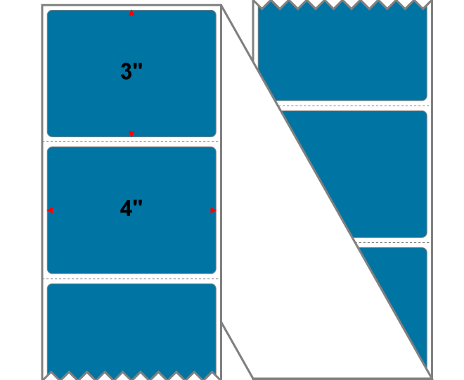 Fanfolded - 4 X 3 Premium Paper Direct Thermal Label - PMS 307 Dark Aqua 307 - Permanent
