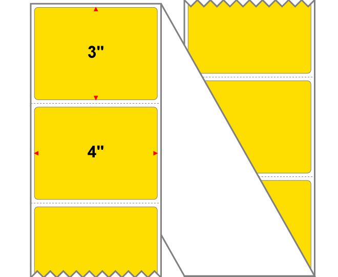 Fanfolded - 4 X 3 Premium Paper Thermal Transfer Label - Pantone Yellow Yellow - Permanent