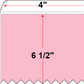 4 X 6.5 Premium Paper Thermal Transfer Label - Perforated - Pastel Pink 182 - 8" Roll - Permanent