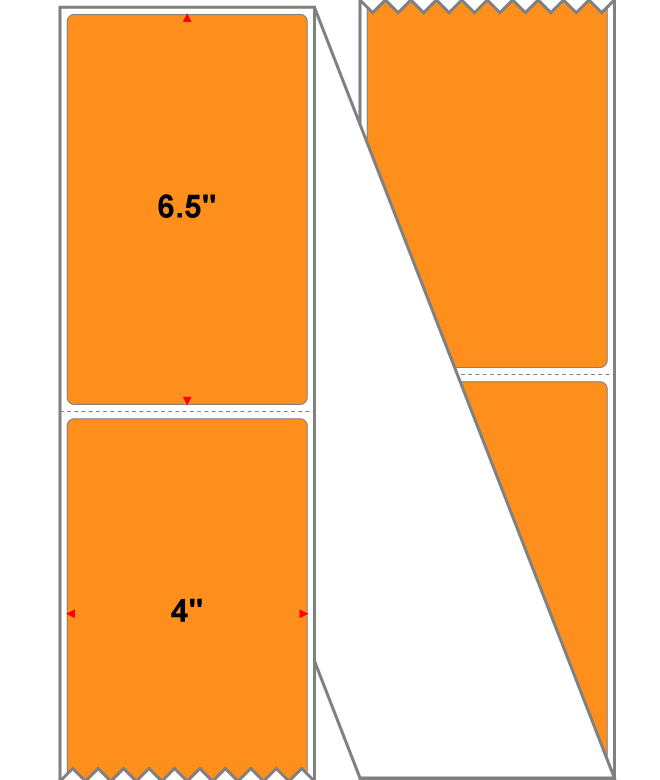 Fanfolded - 4 X 6.5 Premium Paper Thermal Transfer Label - PMS 1495 Orange/Peach 1495 - Permanent