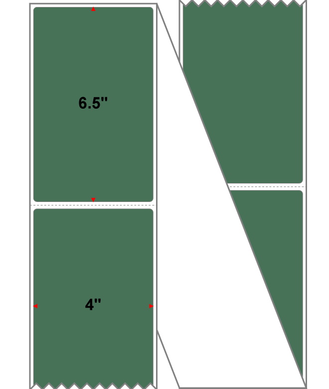 Fanfolded - 4 X 6.5 Premium Paper Direct Thermal Label - PMS 349 Forest Green 349 - Permanent