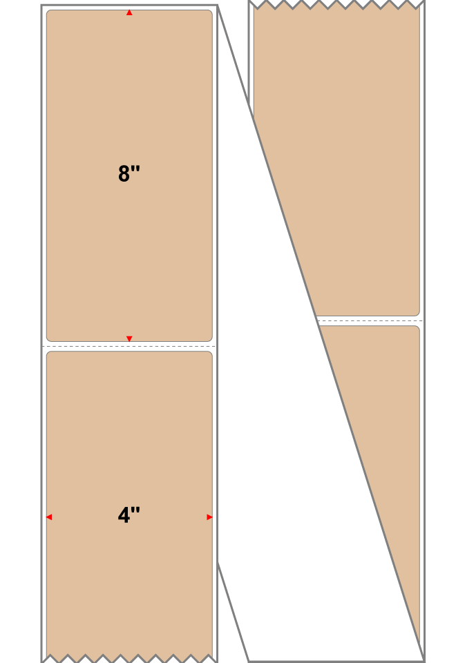 Fanfolded - 4 X 8 Premium Paper Direct Thermal Label - PMS 726 Brown 726 - Permanent