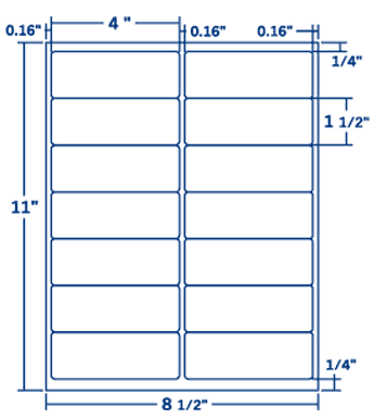 4" X 1.5" Laser/Inkjet Label-14 Per Sheet, 250 Sheets Per Pack, White, Permanent