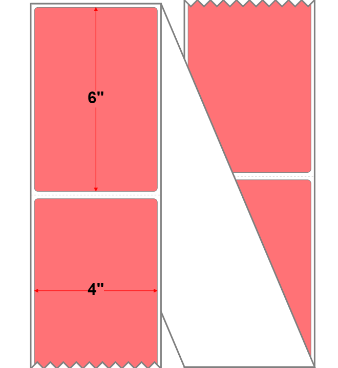 Fanfolded - 4 X 6 Premium Paper Direct Thermal Label - FL Red 805 - Permanent