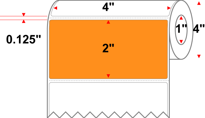 4 X 2 Premium Paper Thermal Transfer Label - Perforated - PMS 1495 Orange/Peach 1495 - 4" Roll - Permanent