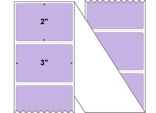 Fanfolded - 3 X 2 Premium Paper Thermal Transfer Label - PMS 2635 Lavender/Light Purple 2635 - Permanent