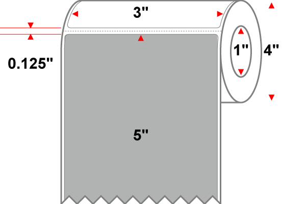 3 X 5 Premium Paper Thermal Transfer Label - Perforated - PMS Cool Gray 5 (Medium) Gray 5 - 4" Roll - Permanent