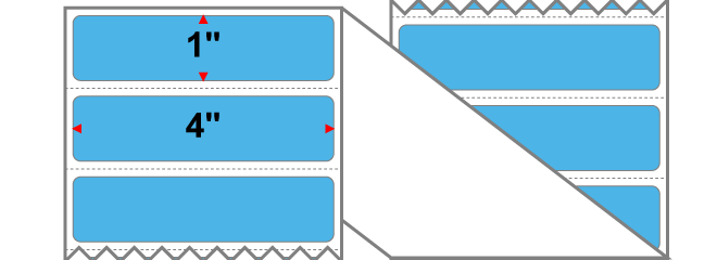 Fanfolded - 4 X 1 Premium Paper Direct Thermal Label - PMS 298 Medium Blue 298 - Permanent