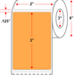 2 X 3 Premium Paper Thermal Transfer Label - Perforated - FL Orange 804 - 8" Roll - Permanent