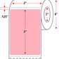 2 X 3 Premium Paper Thermal Transfer Label - Perforated - Pink 176 - 8" Roll - Permanent