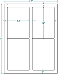 3.5" X 5" Laser/Inkjet Label-4 Per Sheet, 100 Sheets Per Pack, White, Permanent