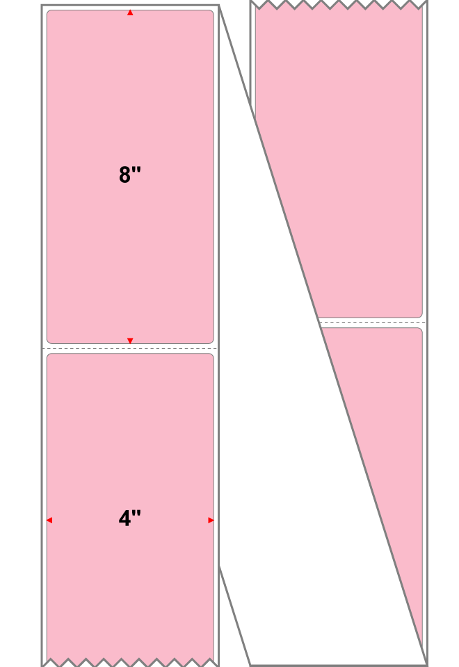 Fanfolded - 4 X 8 Premium Paper Direct Thermal Label - PMS 182 Pink 182 - Permanent