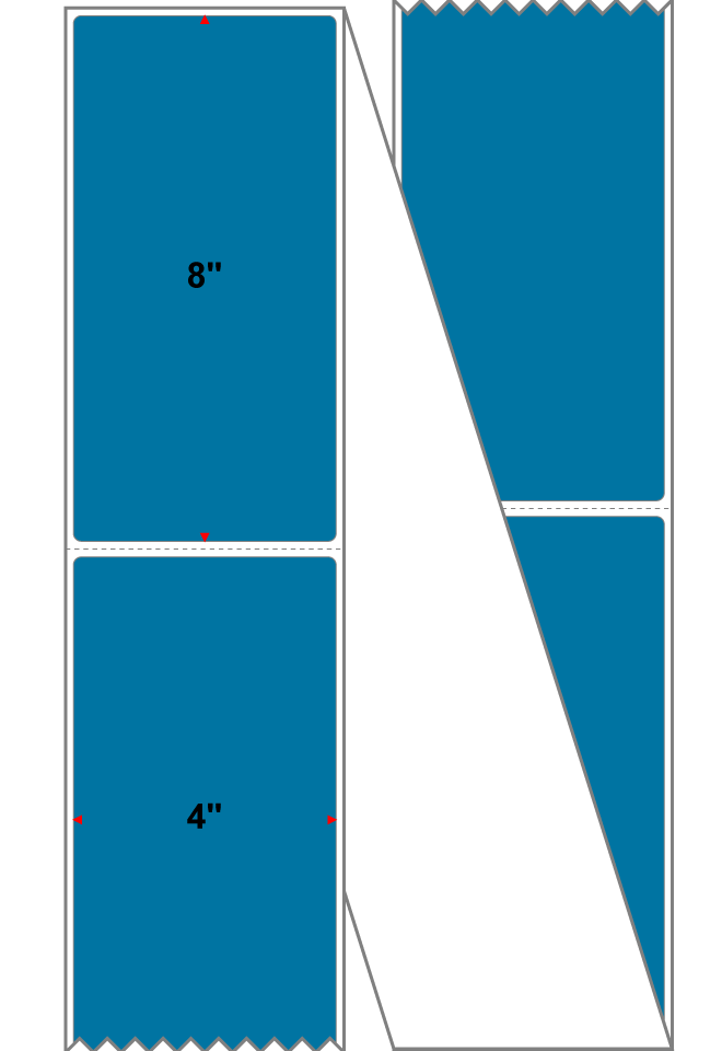 Fanfolded - 4 X 8 Premium Paper Thermal Transfer Label - PMS 307 Dark Aqua 307 - Permanent