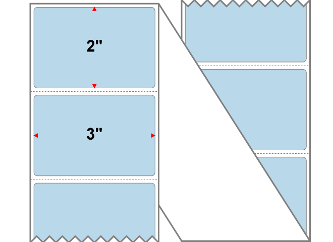 Fanfolded - 3 X 2 Premium Paper Thermal Transfer Label - PMS 290 Light Blue 290 - Permanent